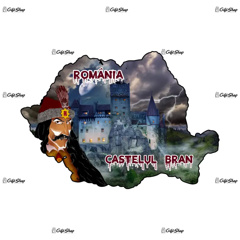 Harta, romania, castelul bran, magnet frigider mgs002